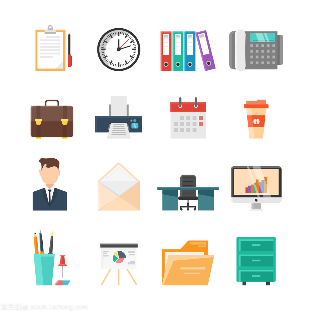 办公室平面图标集 现代办公设备的功能与美学融合